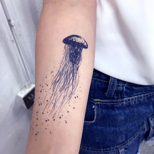 LAZY DUO 水母 海洋 手繪風剌青紋身貼紙