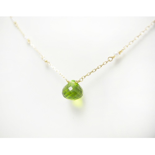 Clear Peridot With Blue Topaz and pearl～ Garden ni