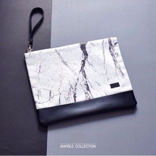 White-black marble A4 clutch