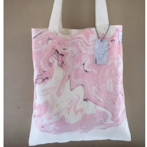 Baby Pink marble canvas bag