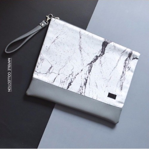 White-Gray marble A4 clutch