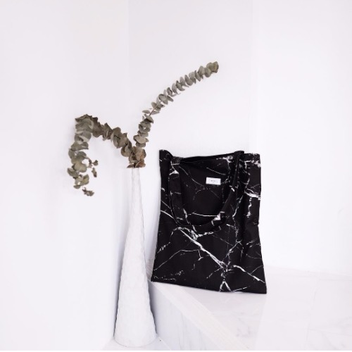 Black marble canvas bag