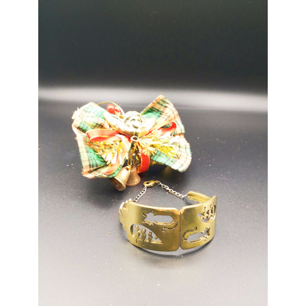 原創金屬貓咪魚骨手鐲