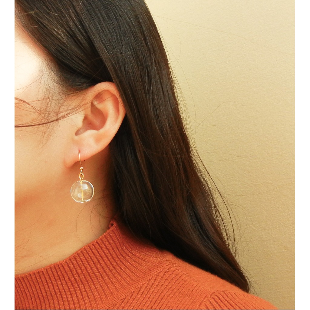 *coucoubird*蒲公英雙孔玻璃耳環