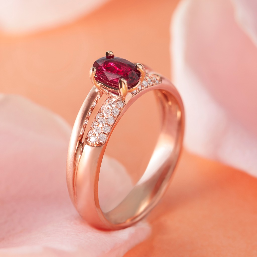 18K玫瑰金 - Romance熱戀紅寶戒指