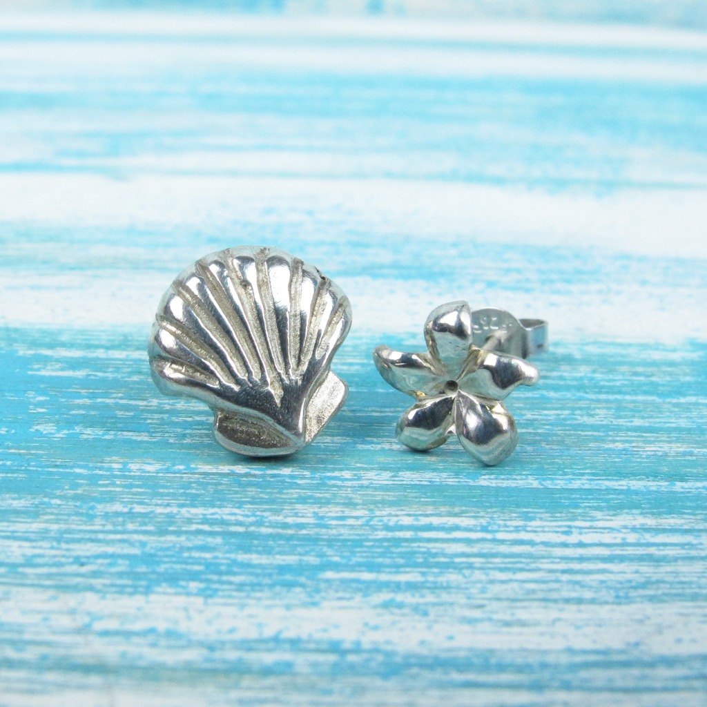 【Diving silver】925銀海洋銀飾--可愛貝殼耳環