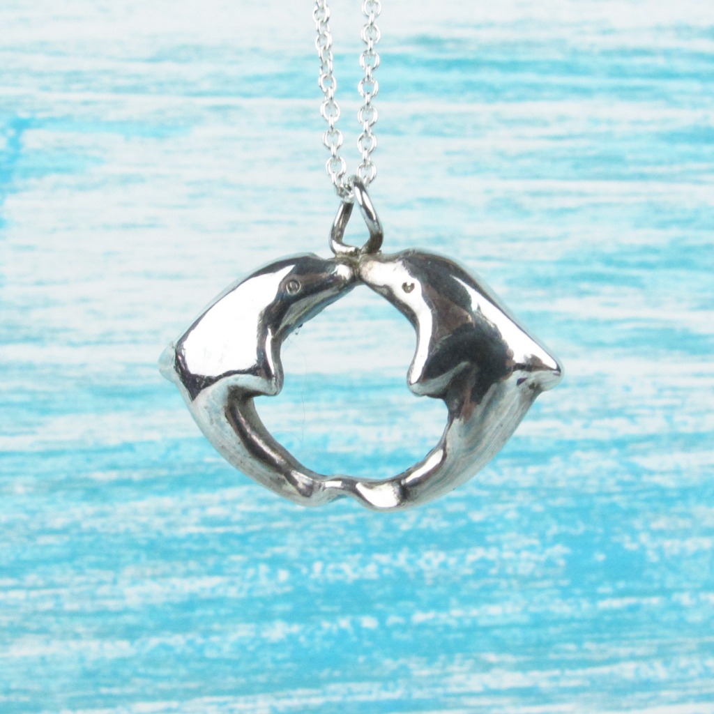 【Diving silver】925銀海洋潛水銀飾--雙海豚項鍊 Ⅱ