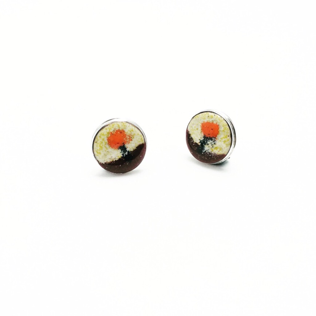 我在秋天等著你/純銀琺瑯耳環 Silver925 enamel earrings