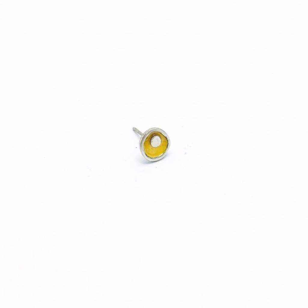 從心出發/純銀珐瑯耳環 /黃色款 Silver Enamel Earrings