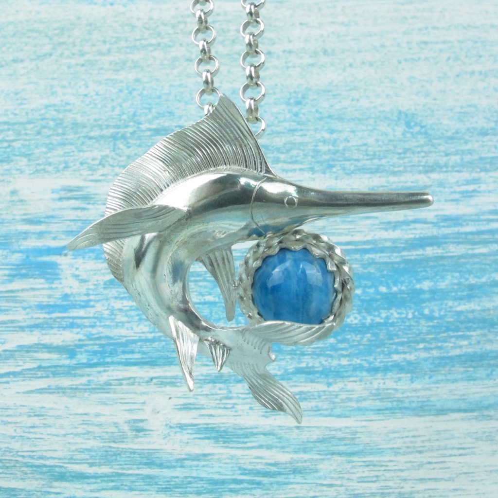 【Diving silver】925銀海洋潛水銀飾--磷灰石旗魚墜飾