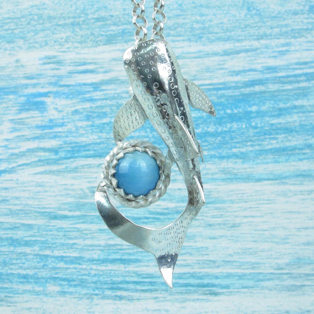 【Diving silver】925銀海洋潛水銀飾--磷灰石鯨鯊墜飾