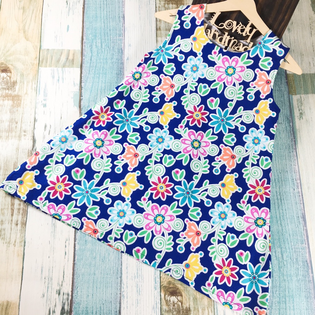 Navy Bloom Handmade Sleeveless Dress