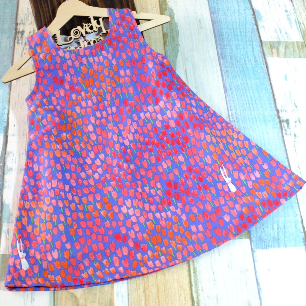 Tulip and Bunny Blueberry Handmade Sleeveless Dress