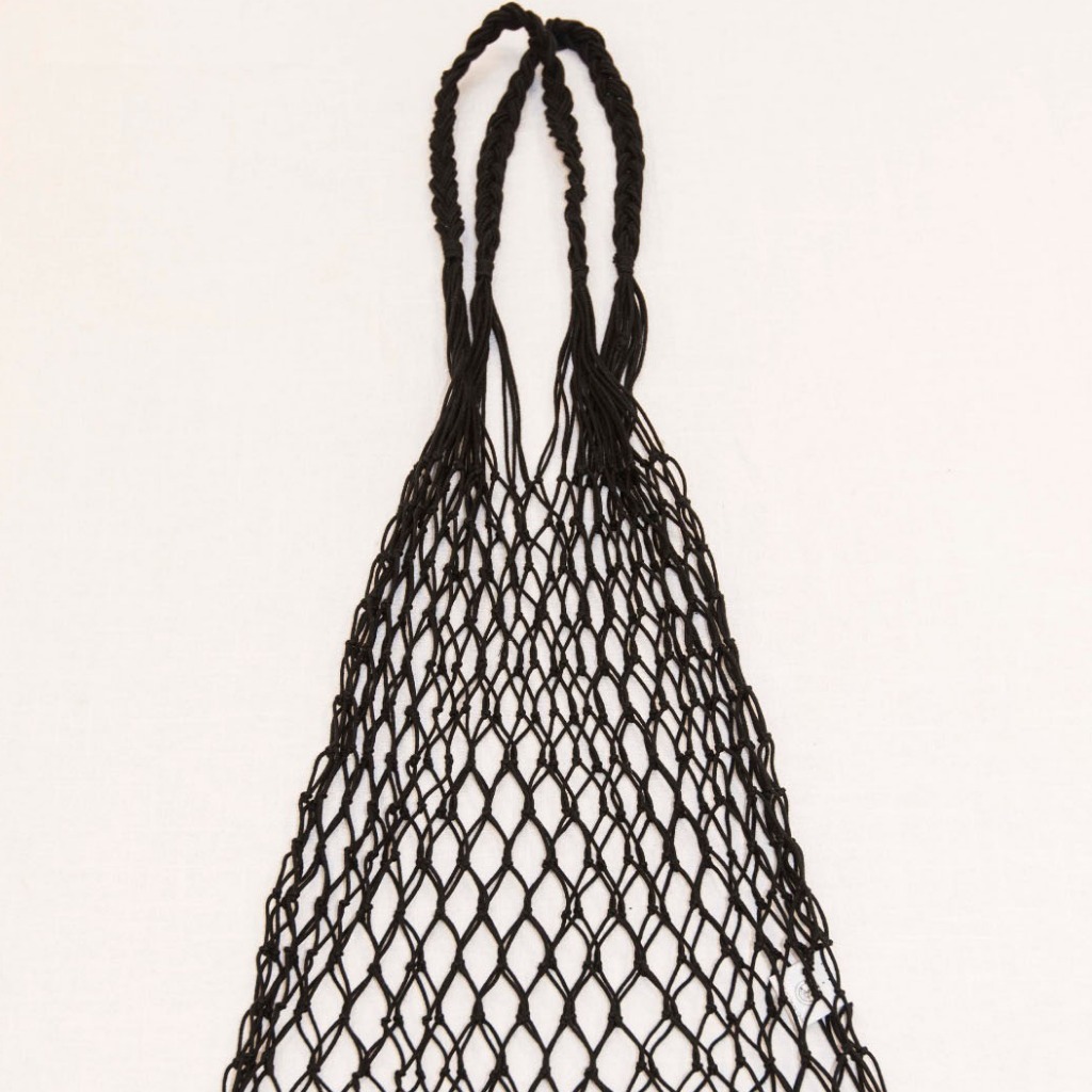 手織漁網袋 (黑色)
