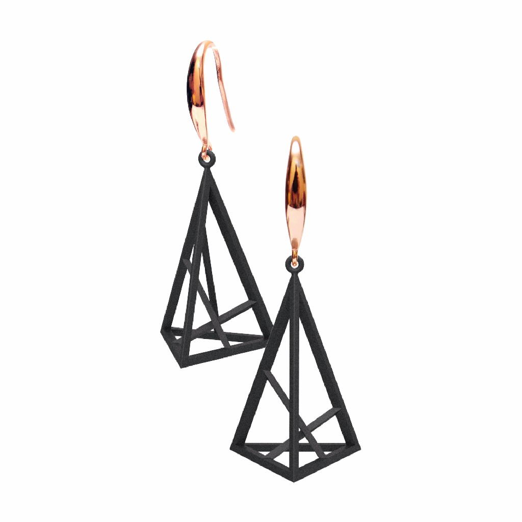Spacing Triangle Earrings L Size (Black) | Sense of Space Collection