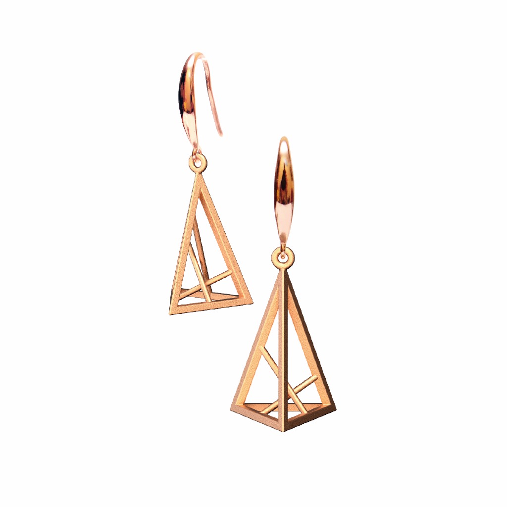 Spacing Triangle Earrings S Size (14K Rose Gold Plated) | Sense of Space Collection