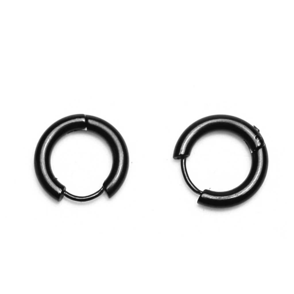 簡約環型耳釘(一對)_銀色 or 黑色