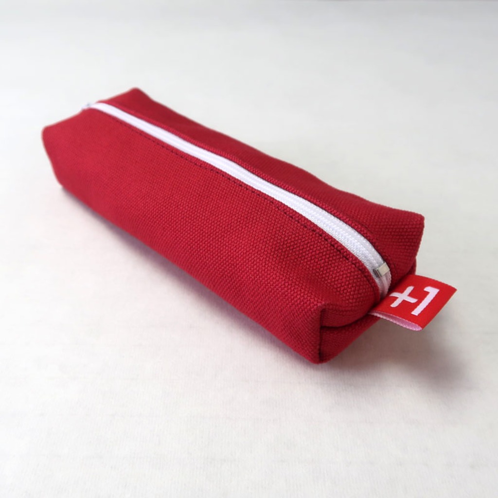 Plus 1 紅色帆布四方筆袋 Red Canvas Square Pencil Case