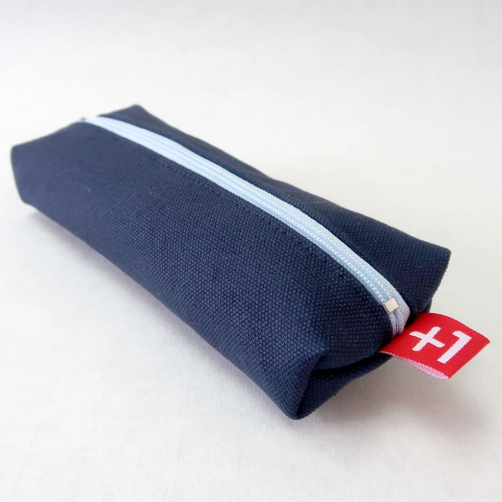 Plus 1 寶藍色帆布四方筆袋 Royal Blue Canvas Square Pencil Case