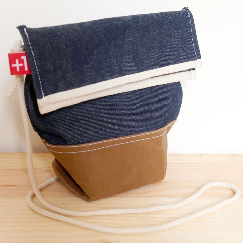 Plus 1 深藍單寧斜背小袋 Indigo Denim Crossover Small Totebag