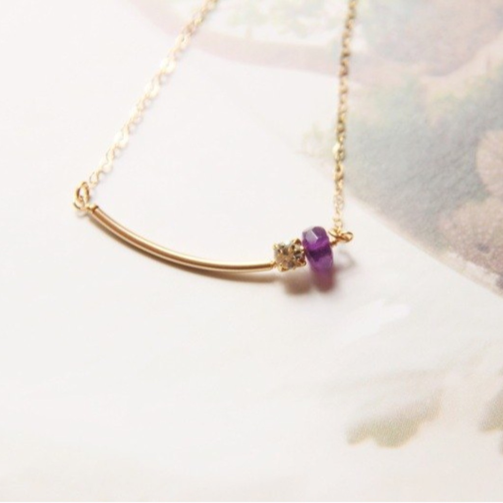 鑽&紫水晶項鍊 / Swarovski Crystal Gold Plated & Amethyse