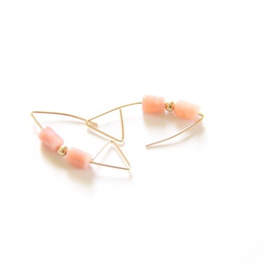 極簡蛋白石耳環 /Opal wire earring. X'mas.