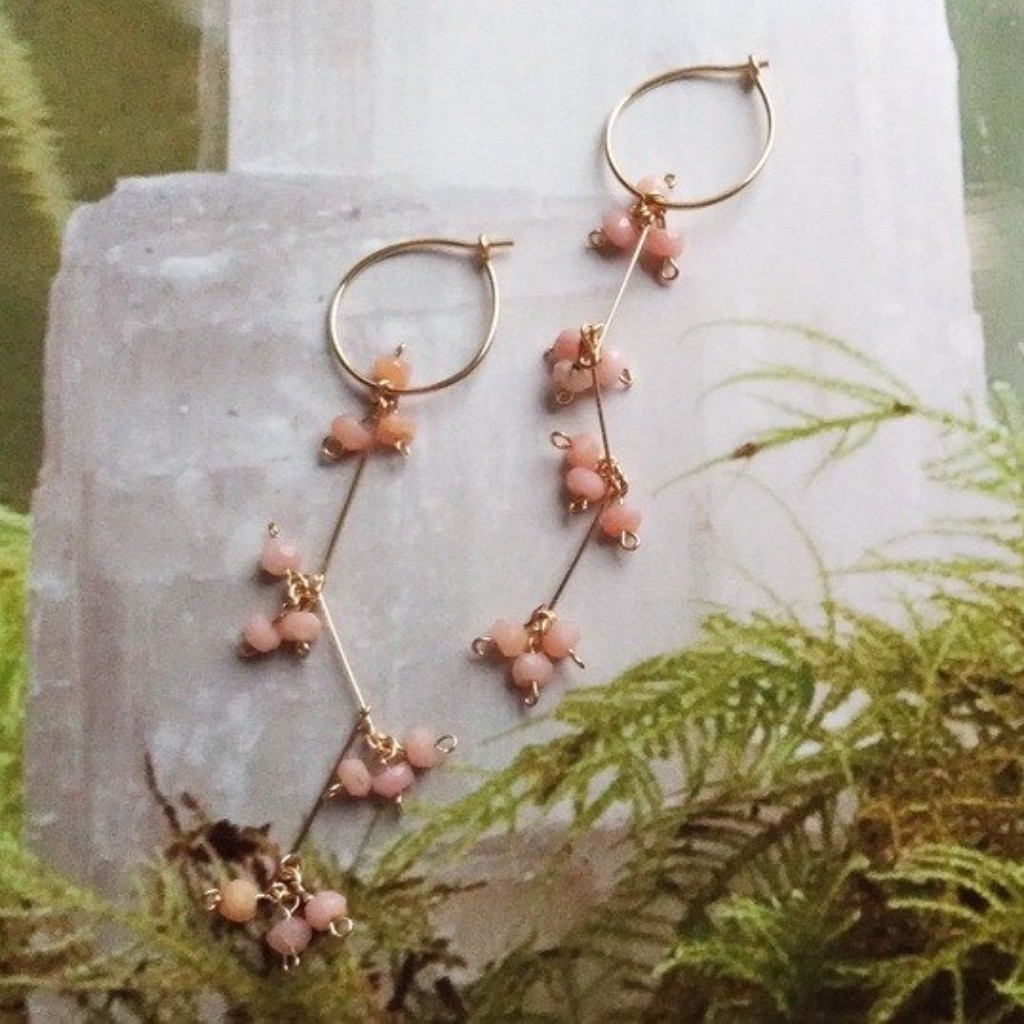 粉紅蛋白石14KGF耳環/ pink opal 14KGF earring