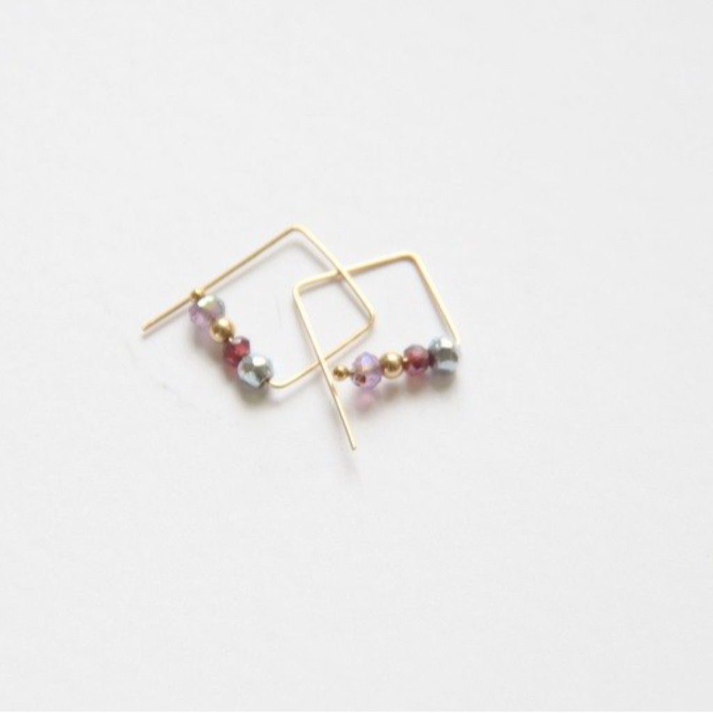 彩心情耳環/ Rainbow moon 14K GF earring