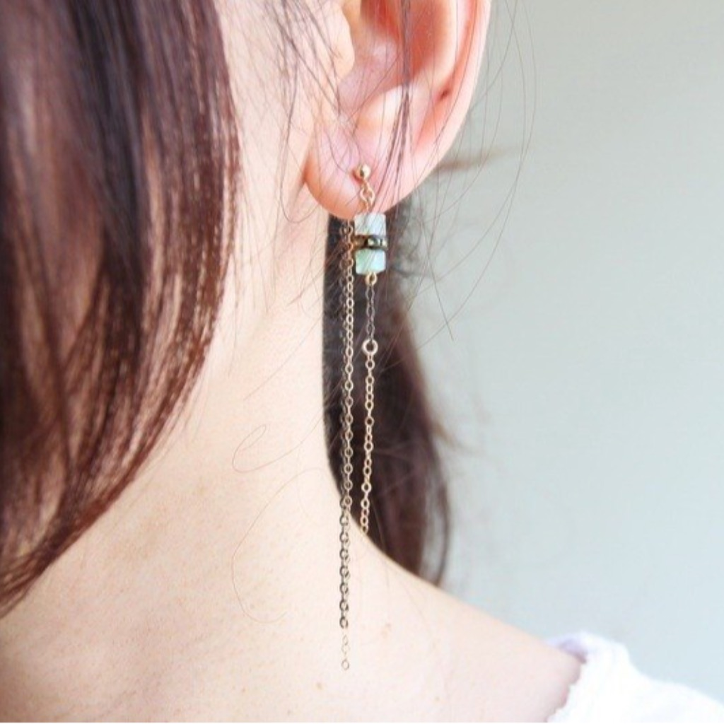 漾Der綠東菱石14KGF耳環/ 14KGF earring