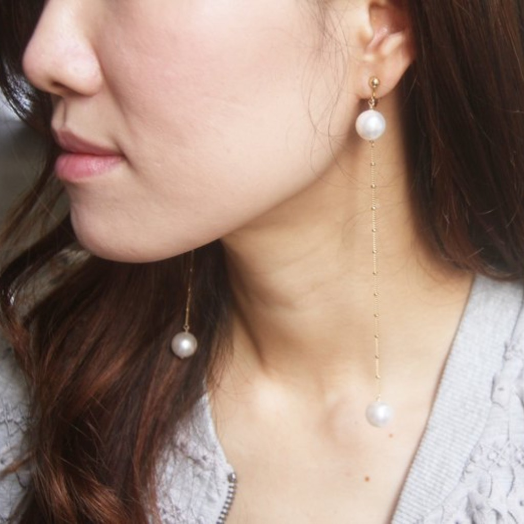 "珍心動"施華若世奇大水晶珍珠耳環 long14KGF chain with Swarovski pearl earring