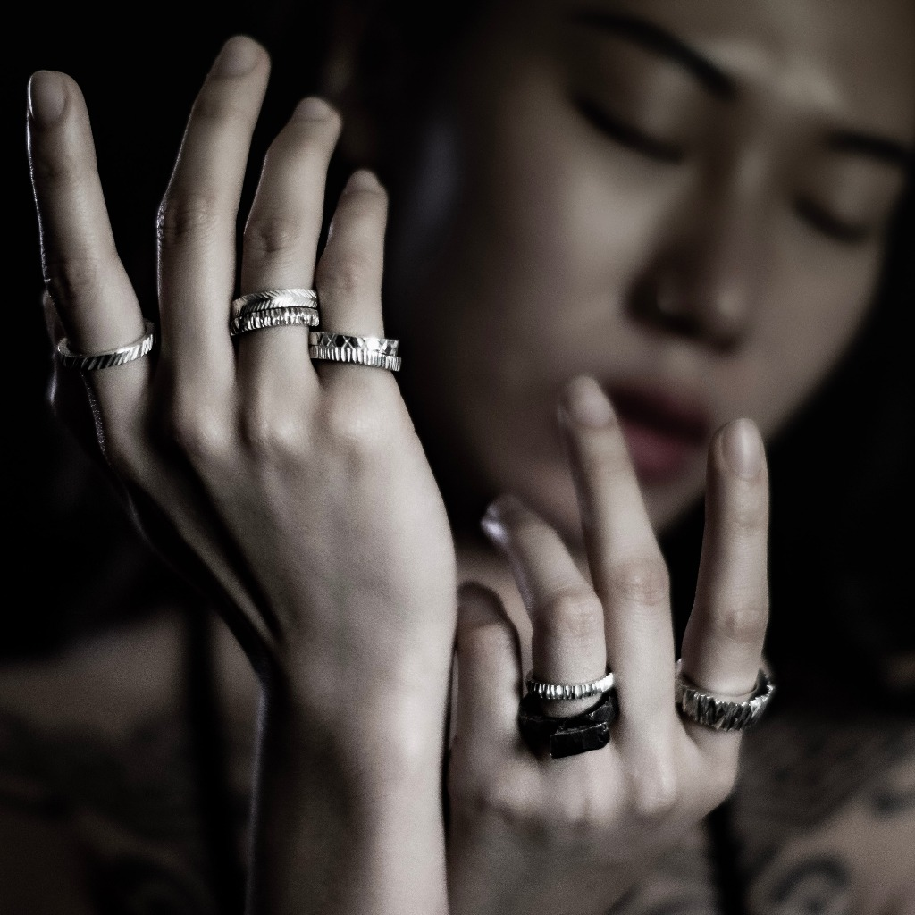 Druzy 系列 - 叉 925 純銀戒指