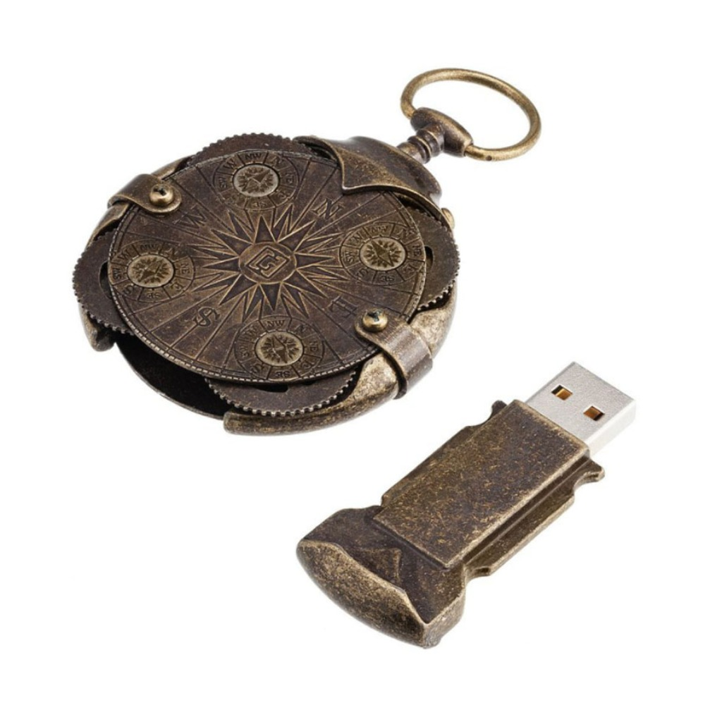 密碼隨身碟64GB USB Steampunk Cryptex Compass 古銅金